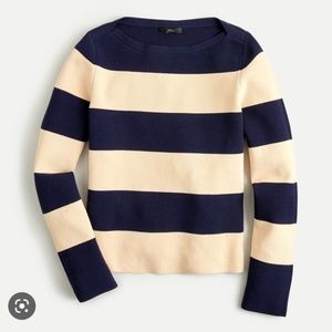 Jcrew Rugby stripe top in sand and navy